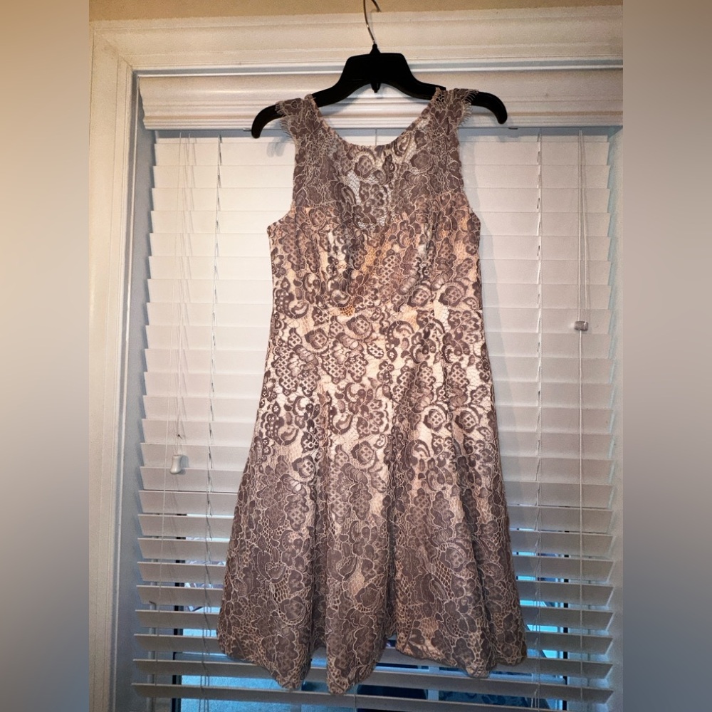 Eliza J Purple and Gold Lace Dress Size 8 Petite